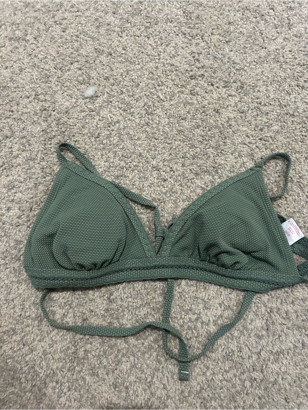 Xhilaration Olive Green Textured Bikini Top
